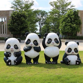 云浮熊貓雕塑玻璃鋼卡通動物雕塑定制