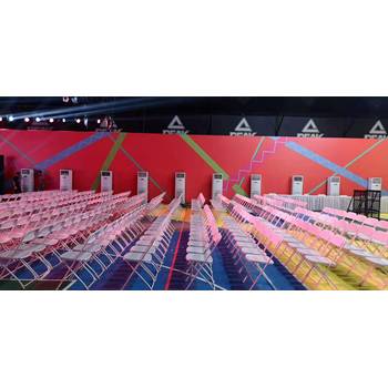 舞臺背景布噴繪桁架搭建公司會議墻高清廣告黑白