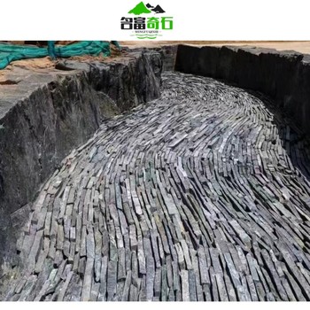 福建南平黑山石條石布設南平黑山石異形水缽設計南平黑山石批發