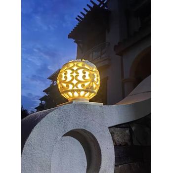 太陽能歐式景觀燈仿砂巖別墅庭院燈石材庭院柱頭燈罩