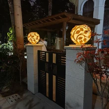 太陽能景觀燈雕塑別墅庭院柱頭燈仿砂巖石材歐式燈