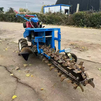 手扶式鏈條開溝機農(nóng)用挖溝機果園大棚施肥開溝機柴油電纜線開槽機