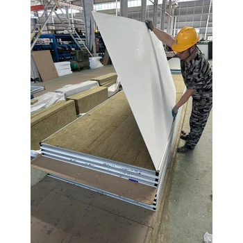 100厚石膏巖棉彩鋼夾芯板雙面0.5鍍鋅鋼板凈化車間隔墻潔凈板