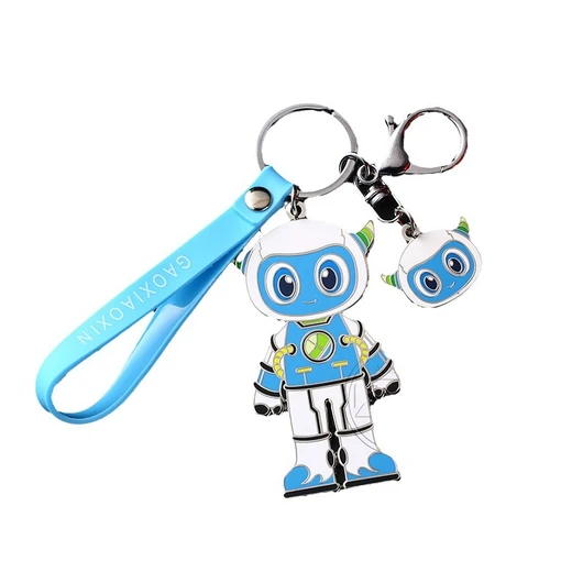 卡通機器人鑰匙扣琺瑯工藝定制掛件廠家