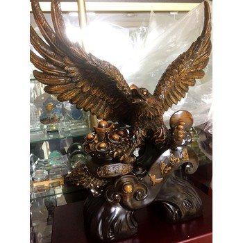 西安雄鷹展翅開業(yè)大擺件仿古紅木色老鷹雕塑紀(jì)念品送禮擺飾