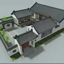 中式庭院屋頂仿古小青瓦三合院復(fù)古瓦片