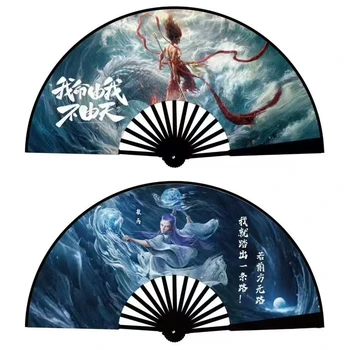 夏季景區(qū)活動(dòng)禮品，10寸絹布折扇，西安卡通扇子定做，哪咤鬧海