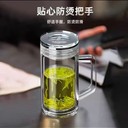 水宜生鈦晶口杯西安水晶底防燙手把雙層透明杯團購處