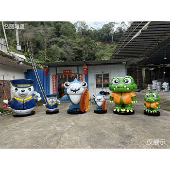 海洋館卡通雕塑玻璃鋼卡通鱷魚雕塑造型