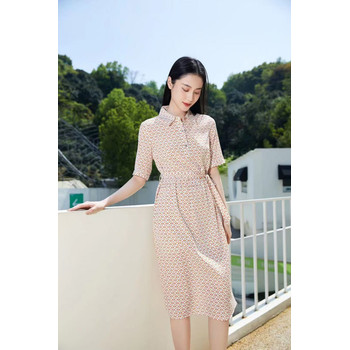 真我如絲真絲裙歐美通勤印花裙四季青女裝拿貨批發(fā)