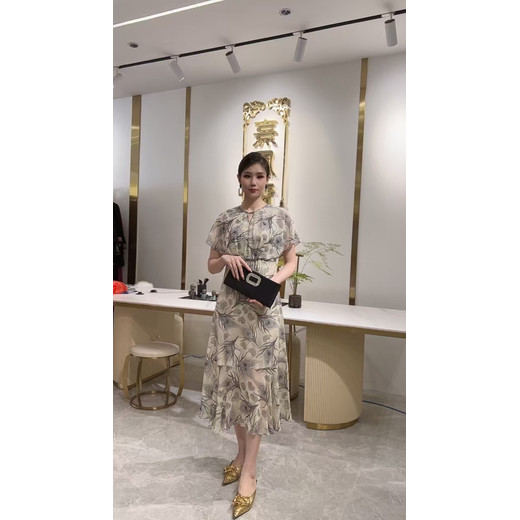 大碼桑蠶絲連衣裙貨源熹鳳齋真絲連衣裙品牌撤柜女裝尾貨走份