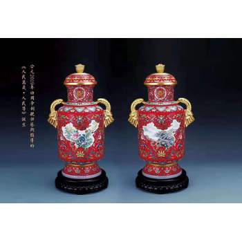 人民萬(wàn)歲人民尊瓷瓶周令釗陽(yáng)士琦大師聯(lián)袂創(chuàng)作