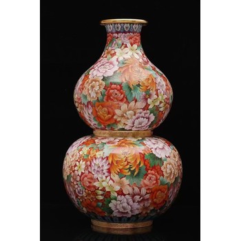 戴嘉林大師創(chuàng)作景泰藍(lán)百花盛開-繁榮昌盛尊賞瓶收藏鑒賞