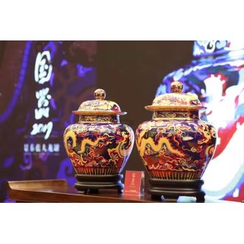 戴嘉林《國器2019》景泰藍(lán)大龍罐中華三色，至簡至難
