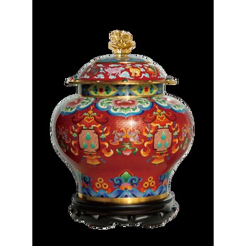 中國工藝美術(shù)大師戴嘉林創(chuàng)作景泰藍財福滿貫大祝福