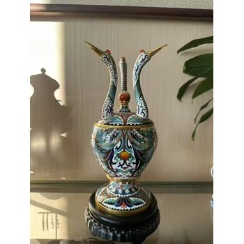 中國工藝美術(shù)大師霍鐵輝景泰藍《三鶴熏》琺瑯擺件