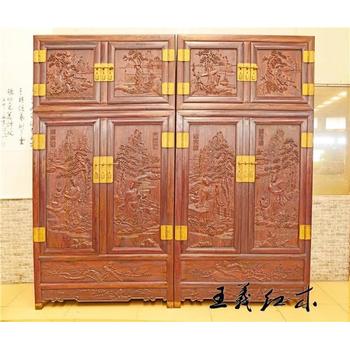 品質(zhì)工藝精王義紅木大紅酸枝衣柜，緬甸花梨家具