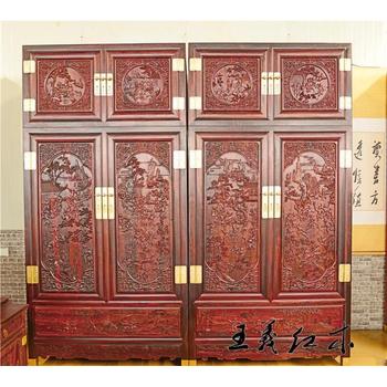 品質(zhì)工藝精王義紅木大紅酸枝衣柜，緬甸花梨家具