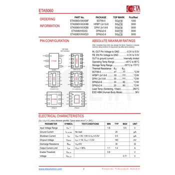 ETA5060是一種低壓差（LDO）穩壓器ETA5060V0D2G