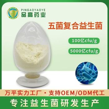 五菌復(fù)合益生菌粉食品級(jí)益生菌原料批發(fā)100億cfu/g乳酸菌粉