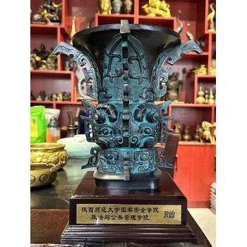 陜西何尊仿古擺件銅鑄酒樽30公分青銅尊工藝品