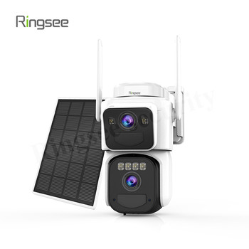 Ringsee雙鏡頭太陽能無線監控攝像頭高清全彩夜視安防攝像機WiFi