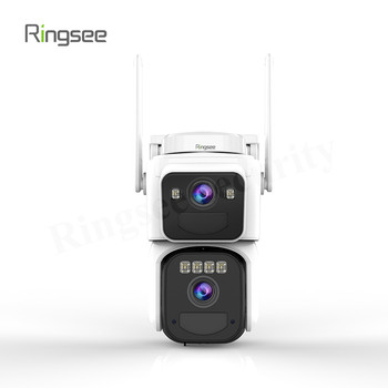 Ringsee雙鏡頭WiFi太陽能攝像頭高清全彩夜視戶外智能監控設備