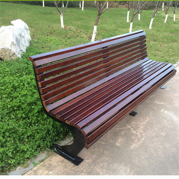 包頭鐵藝公園椅防腐木靠背座椅廣場(chǎng)休閑椅