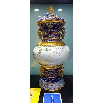 金玉田與熊建軍《中華盛世琺瑯尊》規(guī)格尺寸，細(xì)節(jié)展示
