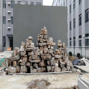 北京朝陽塑石假山施工小區假山流水造景