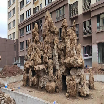 河南漯河黃蠟石假山大型園林假山制作