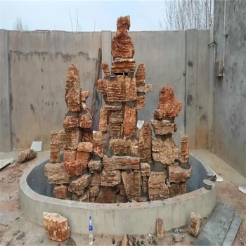 北京昌平斧劈石假山安裝別墅庭院魚池假山