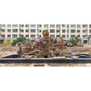 遼寧丹東上水石假山公園假山駁岸施工