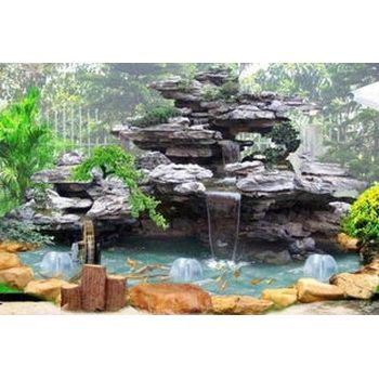 天津武清塑石假山施工學(xué)校假山現場(chǎng)施工