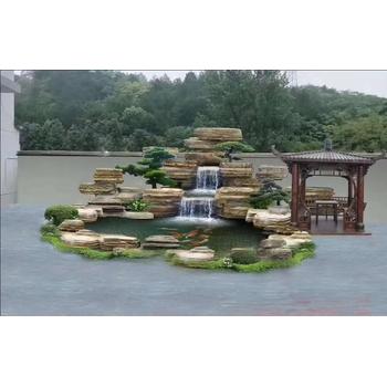 河南鄢陵縣園林假山噴泉流水公司假山大門制作