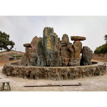 內(nèi)蒙古錫林郭勒盟園林假山噴泉流水學(xué)校假山現(xiàn)場(chǎng)施工