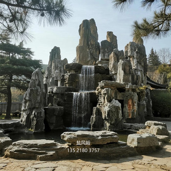 陜西銅川上水石假山學(xué)校假山現(xiàn)場(chǎng)施工