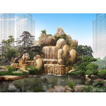 陜西商洛斧劈石假山安裝學校假山現場施工