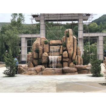 山西朔州斧劈石假山安裝公園假山駁岸施工
