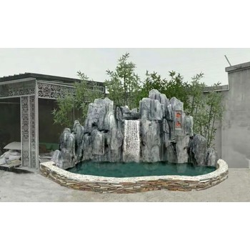 天津武清斧劈石假山安裝公司假山大門制作