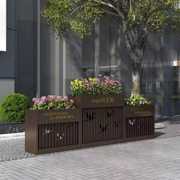 戶外不銹鋼花箱組合長方形售樓部廣場(chǎng)市政道路種植花箱