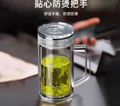 西安水宜生銀離子鈦晶水杯純鈦杯蓋雙層水晶底玻璃杯團購處