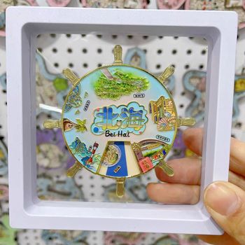 蘇州金屬流沙冰箱貼城市文創(chuàng)紀(jì)念禮品冰箱貼