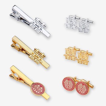 時(shí)尚簡約領(lǐng)帶夾囍字領(lǐng)帶夾定制男士正裝領(lǐng)帶夾金屬領(lǐng)帶夾定做
