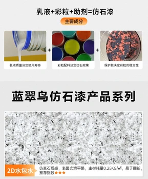 蓝翠鸟外墙水包砂仿石漆质感漆耐久抗污包工包料厂家