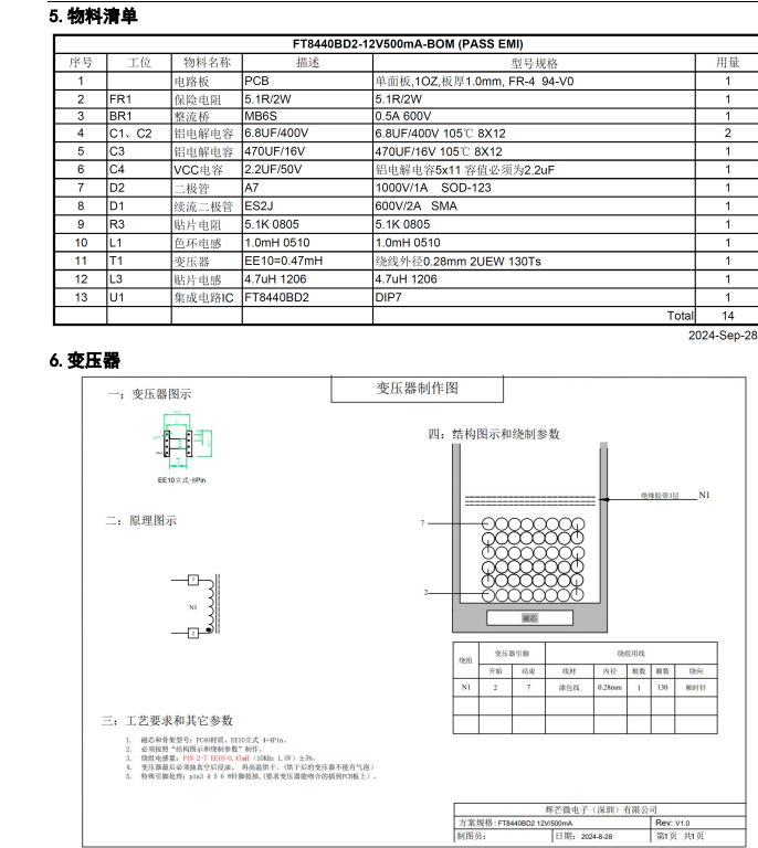 FT8440BD2輝芒微代理12V500mA非隔離智能家居電源IC