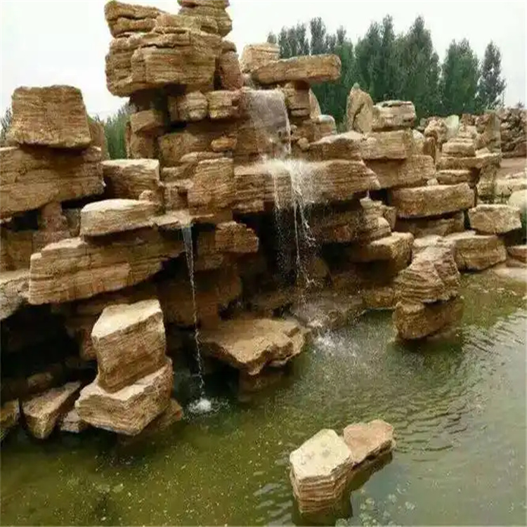 河南新鄉千層石假山制作 公園假山駁岸施工
