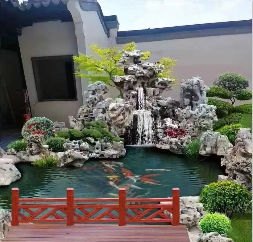 遼寧撫順?biāo)苁偕绞┕?小區(qū)假山造景