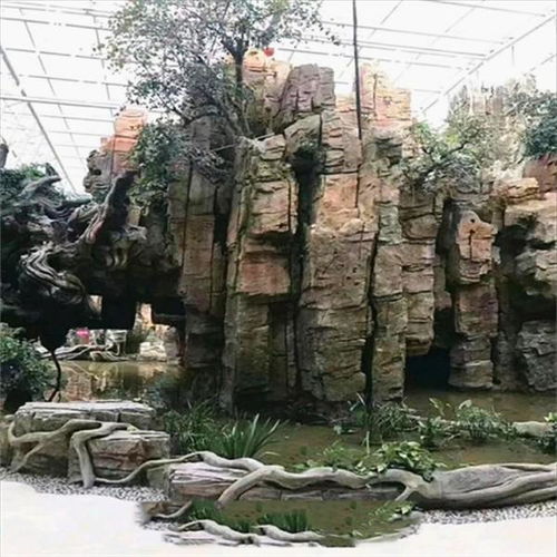 山東濟寧水泥假山公司 公園假山駁岸施工